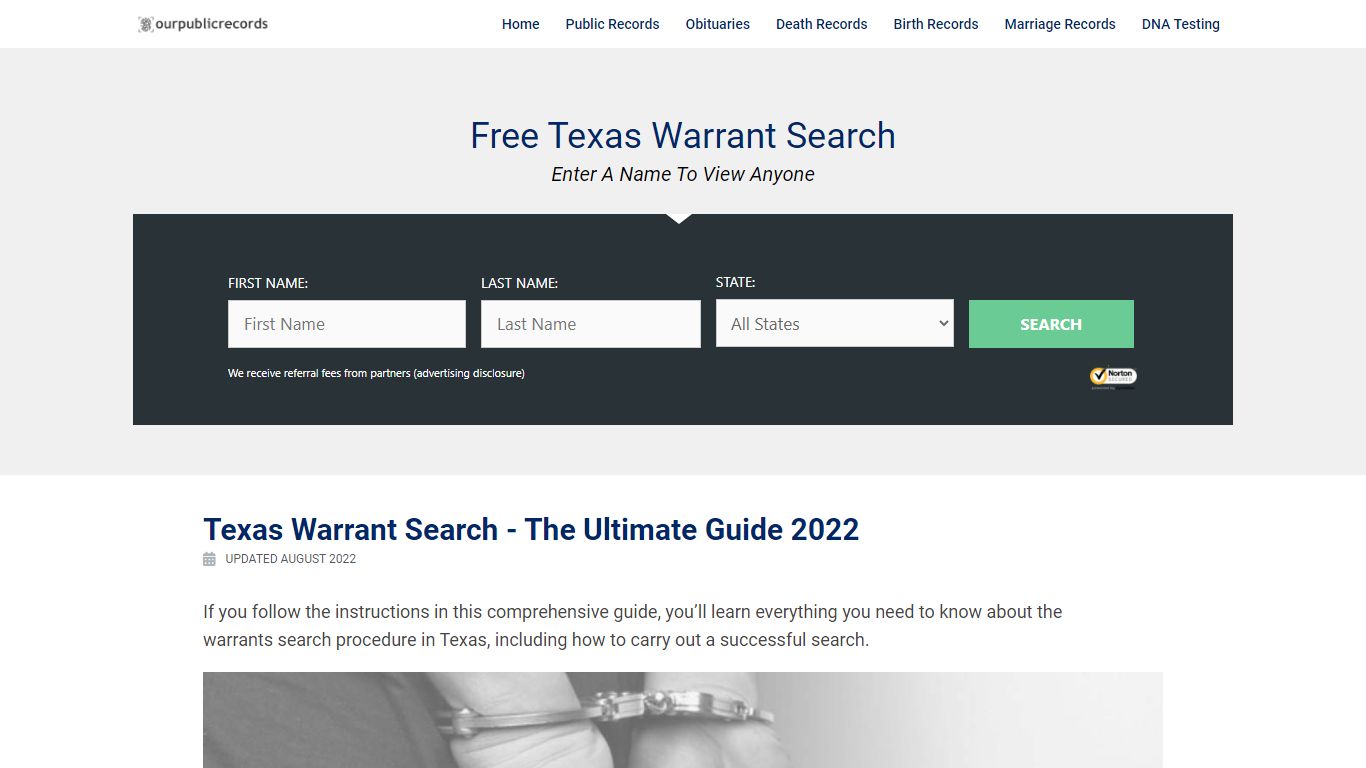 Free Texas Warrant Search - Enter A Name To View Anyone